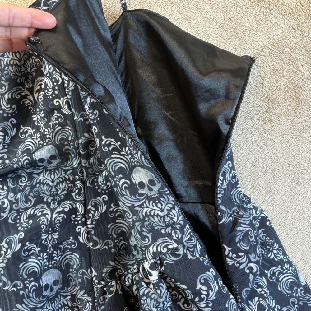 Trickz N Treatz Dolls Kill Gothic Damask Corset Dress Skull Bubble Hem Black 3X - Picture 5 of 9